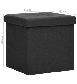 Tabouret de rangement pliable Noir Faux lin