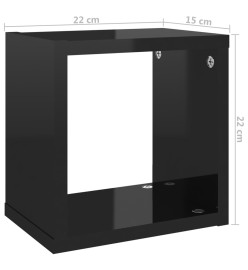 Étagères cube murales 6 pcs Noir brillant 22x15x22 cm