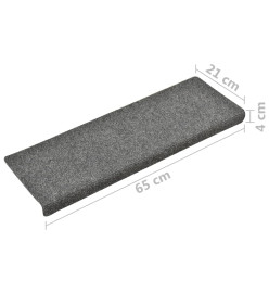 Tapis de marches d'escalier 10 pcs Gris 65x21x4 cm Aiguilleté