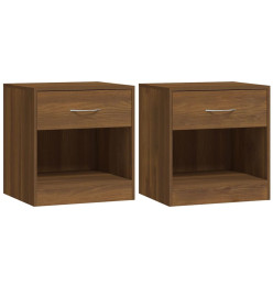 Tables de chevet 2 pcs avec tiroir Chêne marron