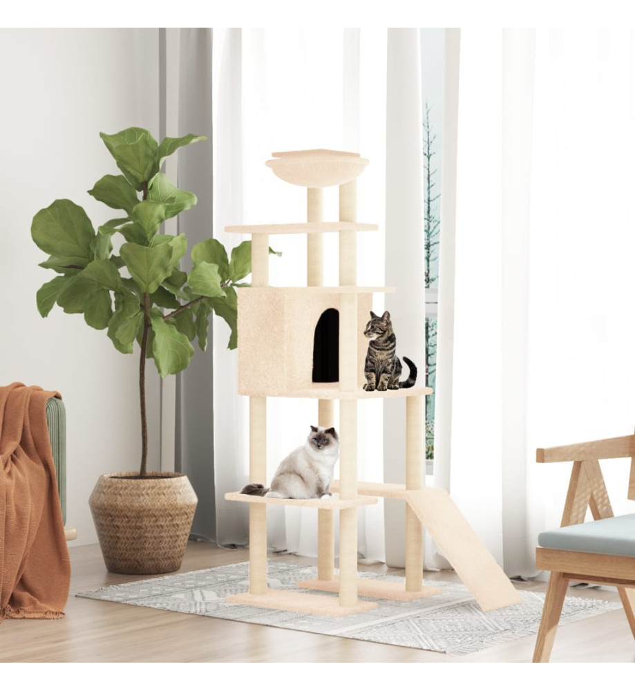 Arbre à chat avec griffoirs en sisal Crème 166 cm