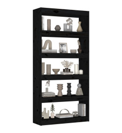 Bibliothèque/Séparateur de pièce Noir 80x30x167,4 cm Pin solide