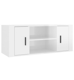 Meuble TV Blanc brillant 100x35x40 cm Bois d'ingénierie