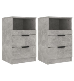 Tables de chevet 2 pcs Gris béton Bois d'ingénierie