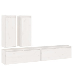 Meubles TV 4 pcs Blanc Bois massif de pin