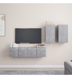 Ensemble de meuble TV 4 pcs Gris béton Aggloméré