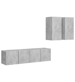 Ensemble de meuble TV 4 pcs Gris béton Aggloméré