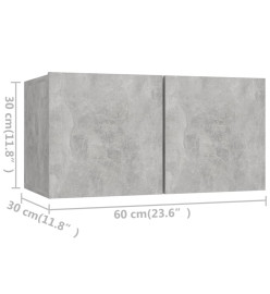 Ensemble de meuble TV 4 pcs Gris béton Aggloméré