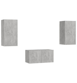 Ensemble de meubles TV 3 pcs Gris béton Aggloméré