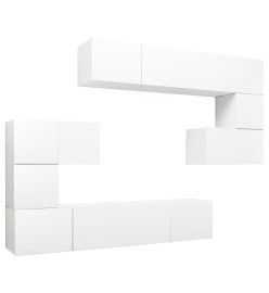 Ensemble de meuble TV 8 pcs Blanc Aggloméré