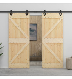 Porte coulissante avec kit de quincaillerie 80x210cm Pin massif