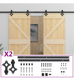 Porte coulissante avec kit de quincaillerie 80x210cm Pin massif