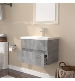 Meuble lavabo avec bassin intégré Sonoma gris Bois d'ingénierie