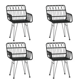 Mobilier à dîner de jardin 5 pcs Noir Résine tressée