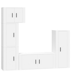 Ensemble de meubles TV 5 pcs Blanc Bois d'ingénierie