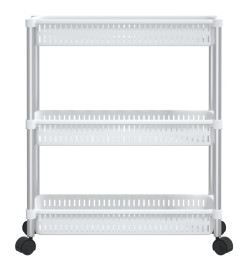 Chariot de rangement à 3 niveaux Argenté et blanc Aluminium