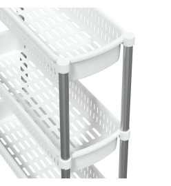 Chariot de rangement à 3 niveaux Argenté et blanc Aluminium