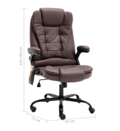 Chaise de bureau de massage marron foncé similicuir daim