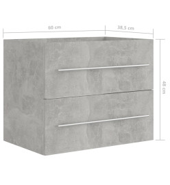 Armoire d'évier Gris béton 60x38,5x48 cm Aggloméré