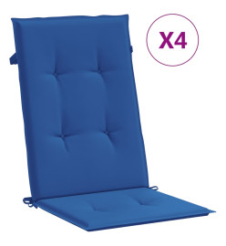 Coussins de chaise de jardin à dossier haut lot de 4 bleu royal