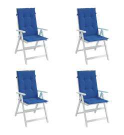 Coussins de chaise de jardin à dossier haut lot de 4 bleu royal