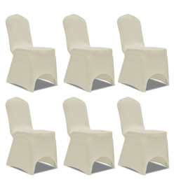 Housse crème extensible pour chaise 6 pièces