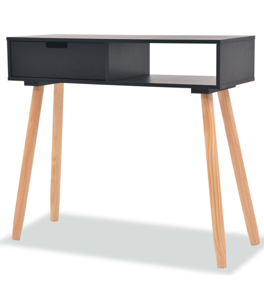 Table console Bois de pin massif 80 x 30 x 72 cm Noir