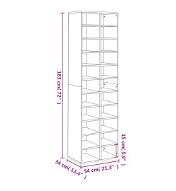 Armoire à chaussures gris brillant 54x34x183 cm bois ingénierie