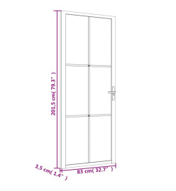 Porte intérieure 83x201,5 cm Blanc Verre ESG et aluminium