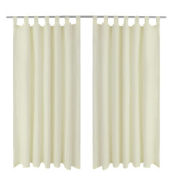 2 pcs Rideau à Passant Micro Satin Crème 140 x 175 cm