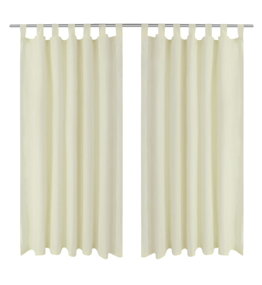 2 pcs Rideau à Passant Micro Satin Crème 140 x 175 cm