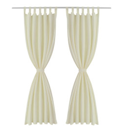 2 pcs Rideau à Passant Micro Satin Crème 140 x 175 cm