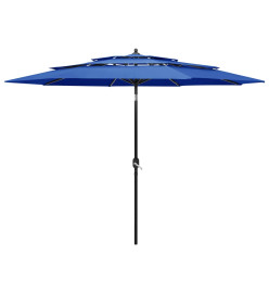 Parasol à 3 niveaux avec mât en aluminium Bleu azuré 3 m