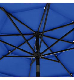 Parasol à 3 niveaux avec mât en aluminium Bleu azuré 3 m