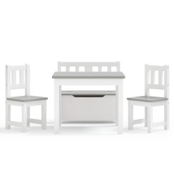 Ensemble de table et chaises enfants 4 pcs Blanc et gris MDF