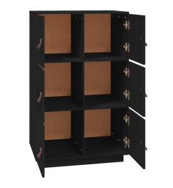 Buffet haut Noir 67x40x108,5 cm Bois massif de pin