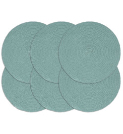 Napperons 6 pcs Vert Plain 38 cm Rond Coton