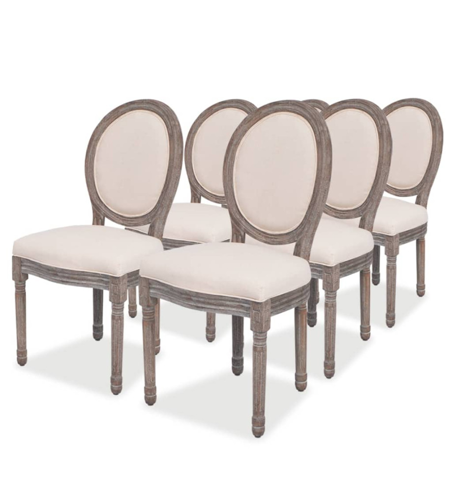 Chaises à manger lot de 6 crème tissu