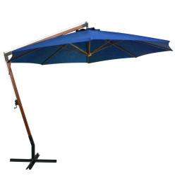 Parasol suspendu avec mât Bleu azuré 3,5x2,9 m Bois de sapin