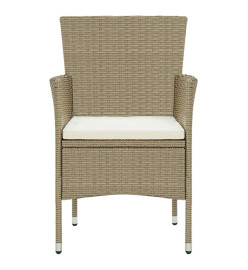 Meubles à dîner de jardin et coussins 3 pcs Poly rotin Beige
