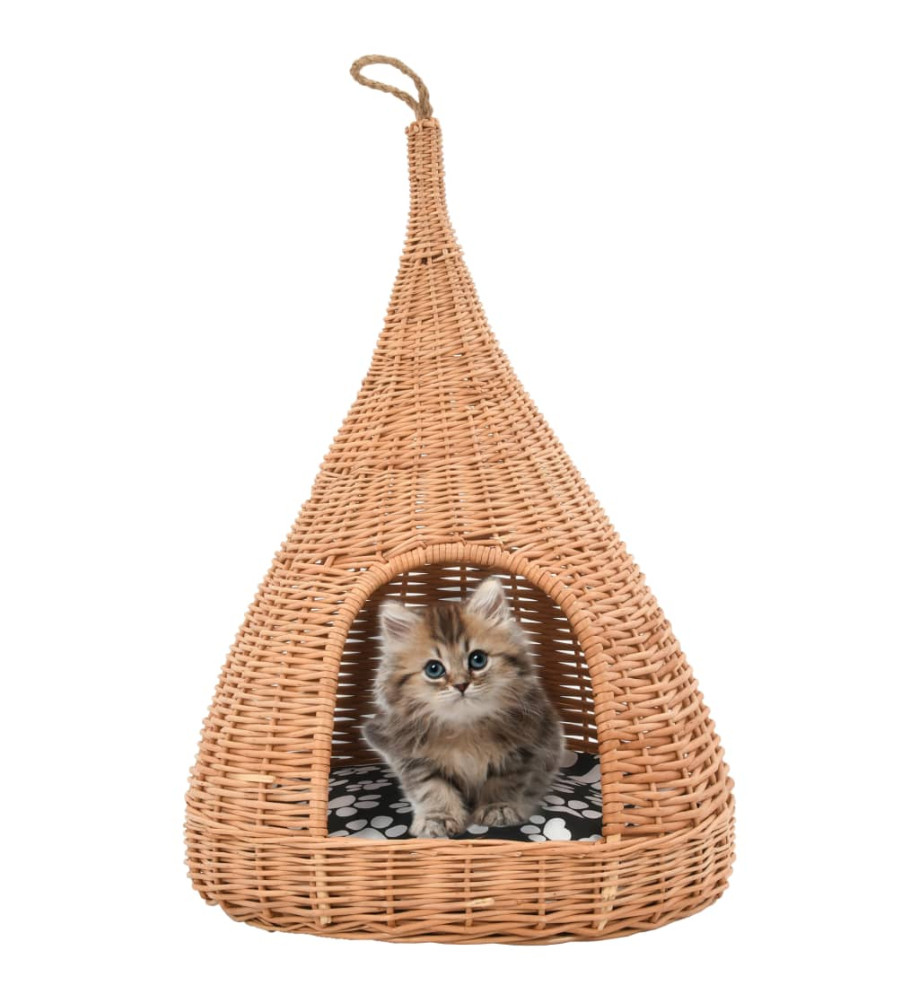 Panier pour chats avec coussin 40x60 cm Saule naturel