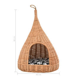 Panier pour chats avec coussin 40x60 cm Saule naturel