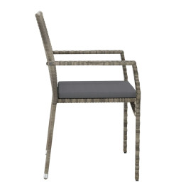 Chaises de jardin avec coussins 2 pcs Résine tressée Gris