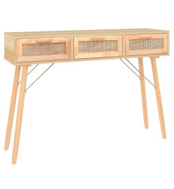 Table console Marron 105x30x75cm Bois massif pin /rotin naturel