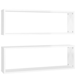 Étagère cube murale 2 pcs Blanc brillant 80x15x26,5cm Aggloméré