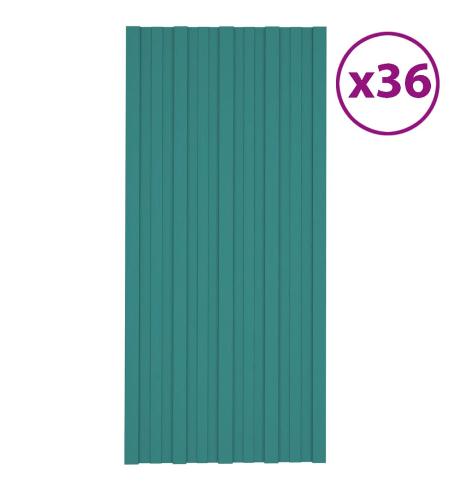 Panneaux de toiture 36 pcs Acier galvanisé Vert 100x45 cm