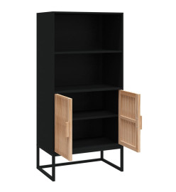 Buffet haut noir 60x35x125 cm bois d'ingénierie