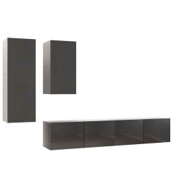 Ensemble de meuble TV 4 pcs Gris brillant Aggloméré