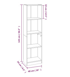 Bibliothèque 4 niveaux Chêne fumé 40x24x143cm Bois d'ingénierie