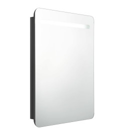 Armoire de salle de bain à miroir LED noir brillant 60x11x80 cm